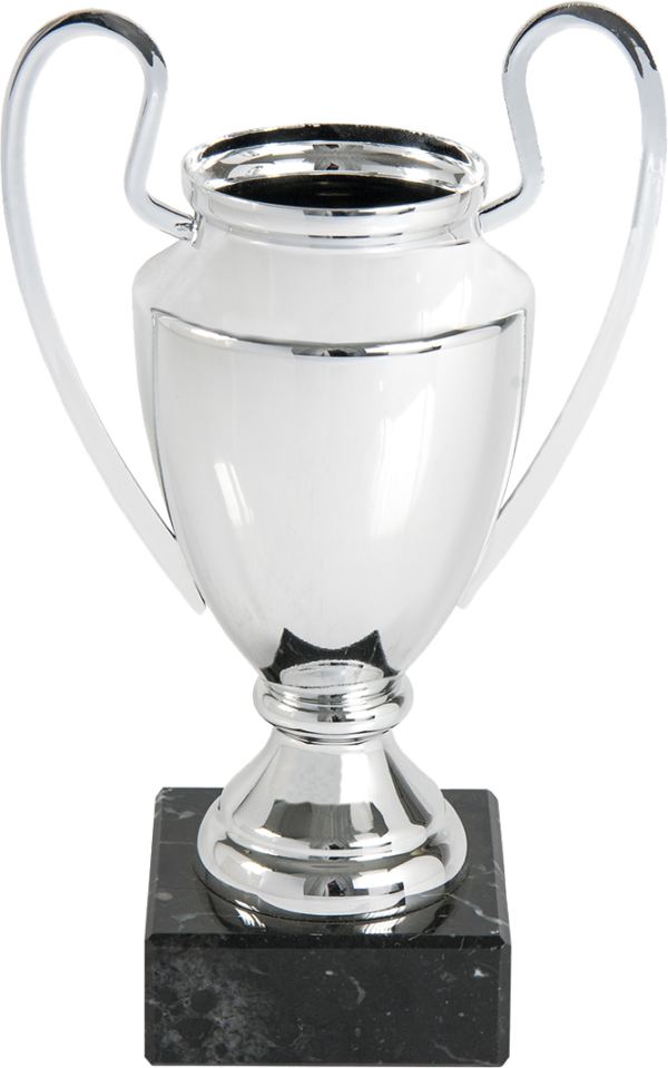 Imagen de una copa en metal con forma de la Copa de Europa